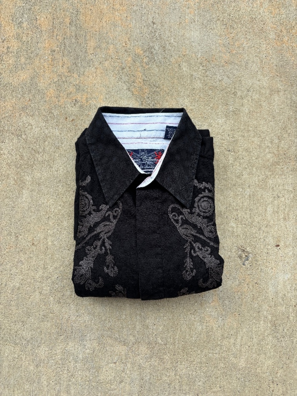 English Laundry Mens Button Down Shirt Medium Black Embroidered Western Y2K Rock